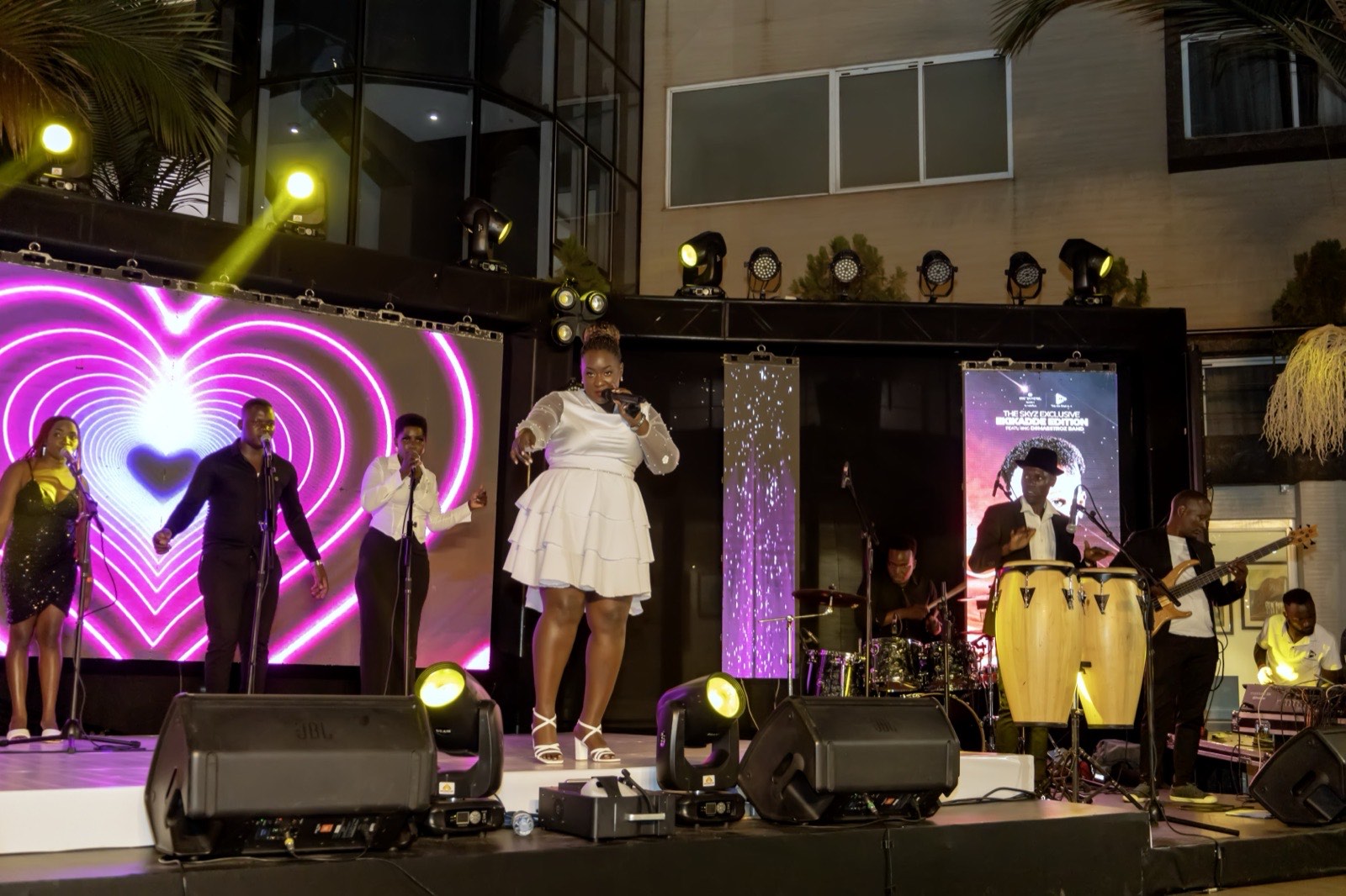 D'Maestroz Band performing at The Skyz Exclusive Ekikadde Edition poolside stage