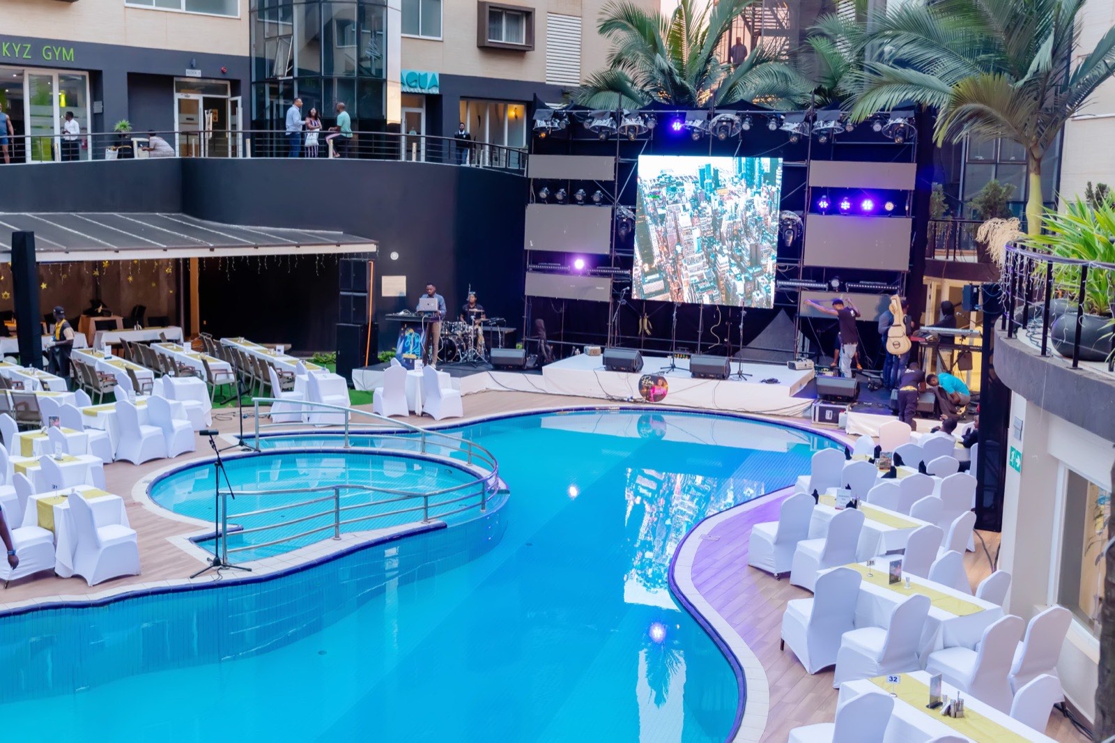 The Tropicanna Poolside stage set up for Rema Namakula's Skyz Exclusive night